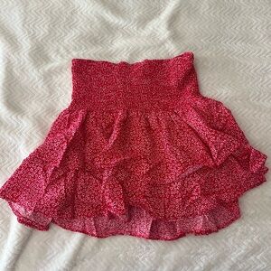 Red Floral Mini Skirt